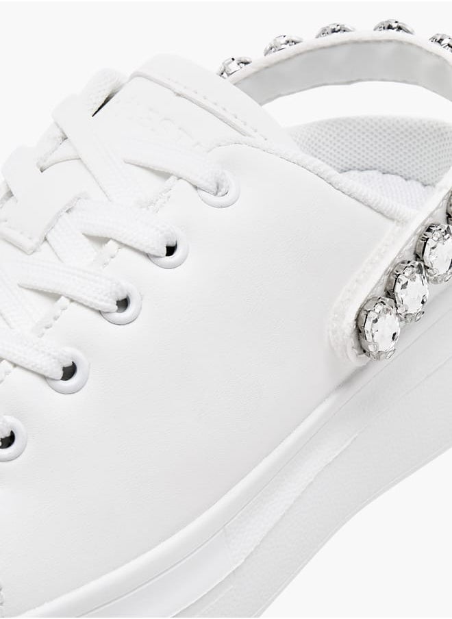 Celeste Girls' Embellished Sneakers with Lace-Up Detail  - Image 4