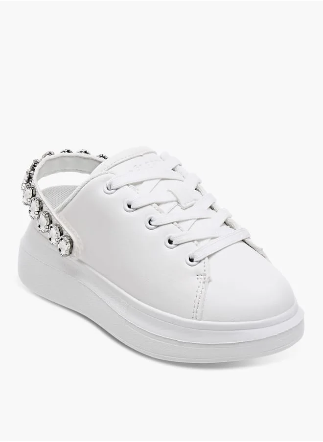 Celeste Girls' Embellished Sneakers with Lace-Up Detail