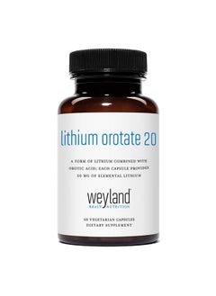 Weyland Brain Nutrition Lithium Orotate 20Mg (1 Bottle) 60 Vegetarian Capsules Lithium Supplement Supports Healthy Mood Behavior Memory And Wellness  - Image 1