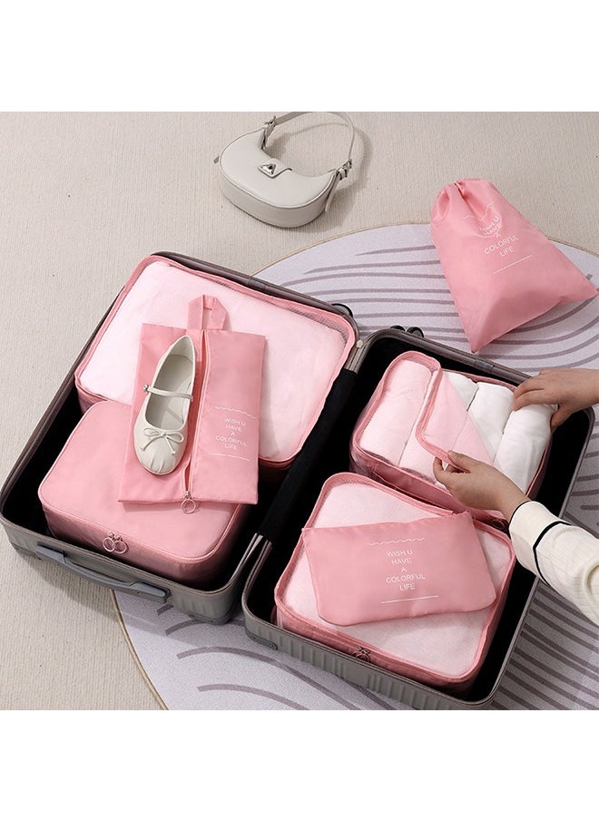 Generic Travel Storage Bag Set, Toiletries, Cosmetics, Sub-Packing, Storage Bag, Clothing, Shoes, Luggage, Travel Bag, Pink Seven-Piece Set  - Image 3