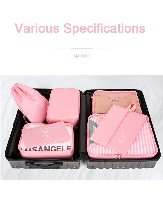 Generic Travel Storage Bag Set, Toiletries, Cosmetics, Sub-Packing, Storage Bag, Clothing, Shoes, Luggage, Travel Bag, Pink Seven-Piece Set  - Image 5