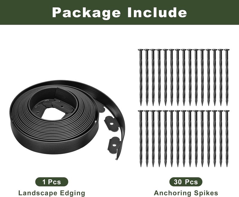 Fox & Fern Landsccape Edging/Garden Fence/Garden Border/Flower Bed Edge/Tree Surrounding |Edge with Anchoring Spikes/Nails (5 CM Black) GE5CMBL - Image 3