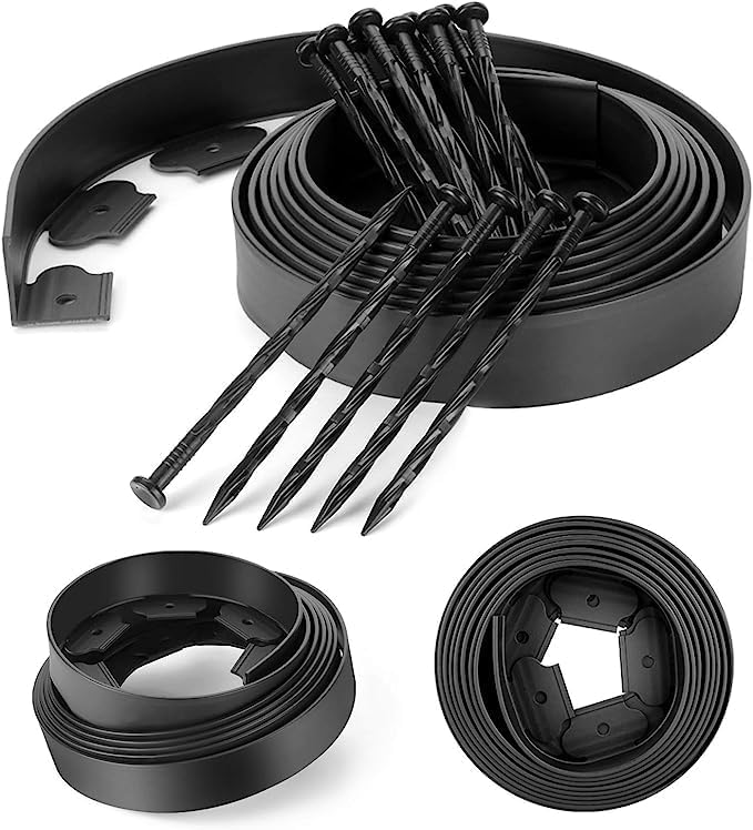 Fox & Fern Landsccape Edging/Garden Fence/Garden Border/Flower Bed Edge/Tree Surrounding |Edge with Anchoring Spikes/Nails (5 CM Black) GE5CMBL - Image 5