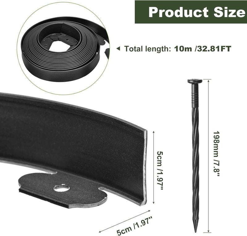 Fox & Fern Landsccape Edging/Garden Fence/Garden Border/Flower Bed Edge/Tree Surrounding |Edge with Anchoring Spikes/Nails (5 CM Black) GE5CMBL - Image 2
