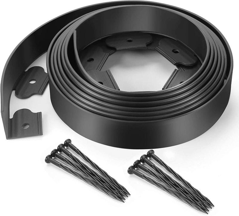 Fox & Fern Landsccape Edging/Garden Fence/Garden Border/Flower Bed Edge/Tree Surrounding |Edge with Anchoring Spikes/Nails (5 CM Black) GE5CMBL - Image 1