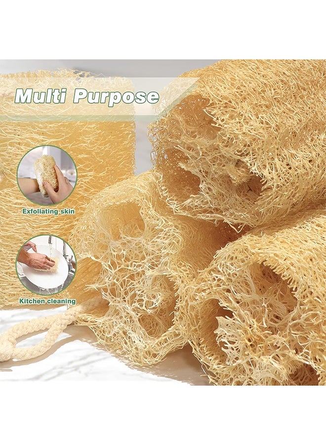 إسفنج لوفاه طبيعي عضوي للمنتجع الصحي، مجموعة من 3 لإزالة الجلد الميت وتنعيم البشرة، لوفاه للاستحمام للجسم للنساء والرجال، وكاشط للجسم، وغسل الصحون - Image 3