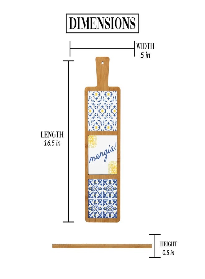 شركة بافيليون جيفت شركة بافيليون للهدايا - مانجيا! - قاعدة من السيراميك والخيزران المقاوم للحرارة مقاس 16.5 بوصة، ديكور صيفي إيطالي متوسطي للمطبخ - Image 2