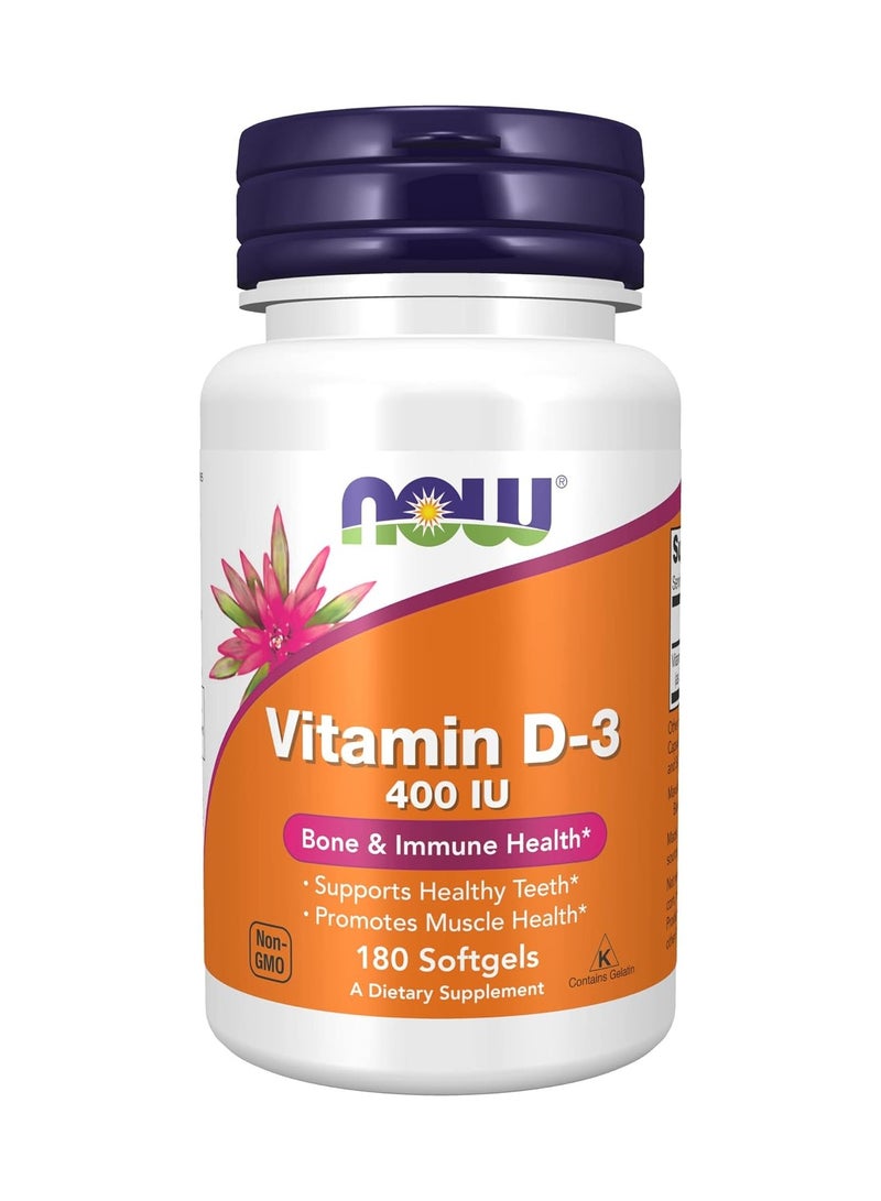 now NOW Vitamin D-3 Softgels - 400 IU, 180 