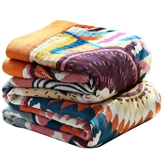 DOUBLESIDED BOHEMIAN SOFA LARGE BED THROW BLANKET 100 ORGANIC COTTON WARM SOFT LUXURY BOHO THROW FOR 2 3 SEATER SETTEES ARMCHAIR AND COUCH 150X200CMCOLORFUL
