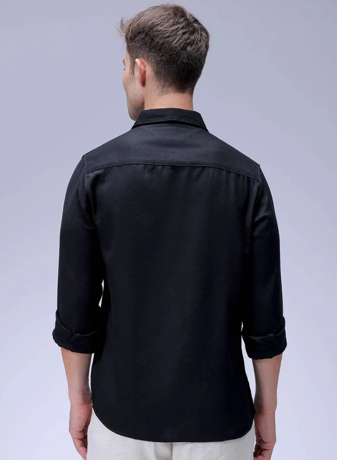 شركة المرآب الهندية Men Regular Fit Solid Full Sleeves Cutaway Collar Resort Wear Shirt