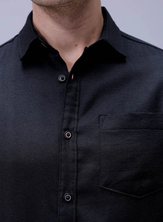 شركة المرآب الهندية Men Regular Fit Solid Full Sleeves Cutaway Collar Resort Wear Shirt