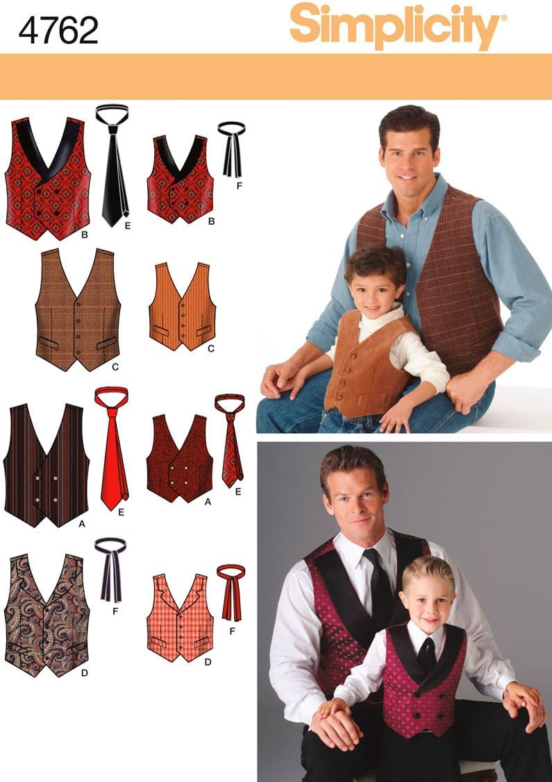 Simplicity 4762 Boys and Men Vests and Ties Sewing Pattern - Image 1