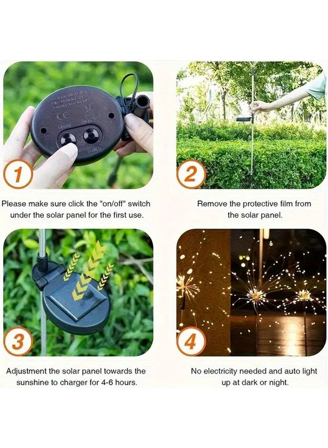 1 قطعة 90 مصباح LED أضواء الألعاب النارية تعمل بالطاقة الشمسية مع مستشعر ذكي 8 أوضاع ديكور الحدائق الخارجية - Image 5