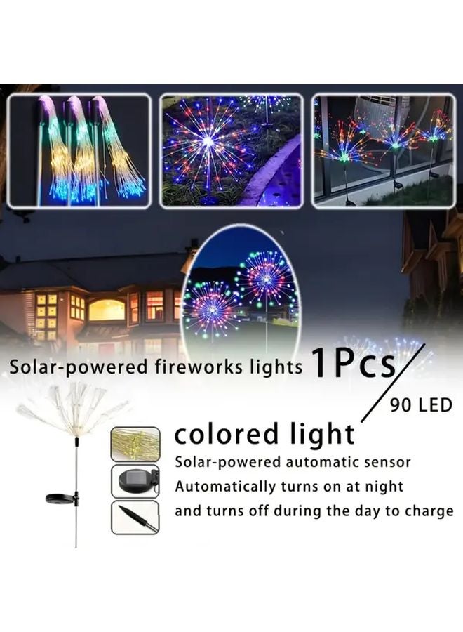1 قطعة 90 مصباح LED أضواء الألعاب النارية تعمل بالطاقة الشمسية مع مستشعر ذكي 8 أوضاع ديكور الحدائق الخارجية - Image 2