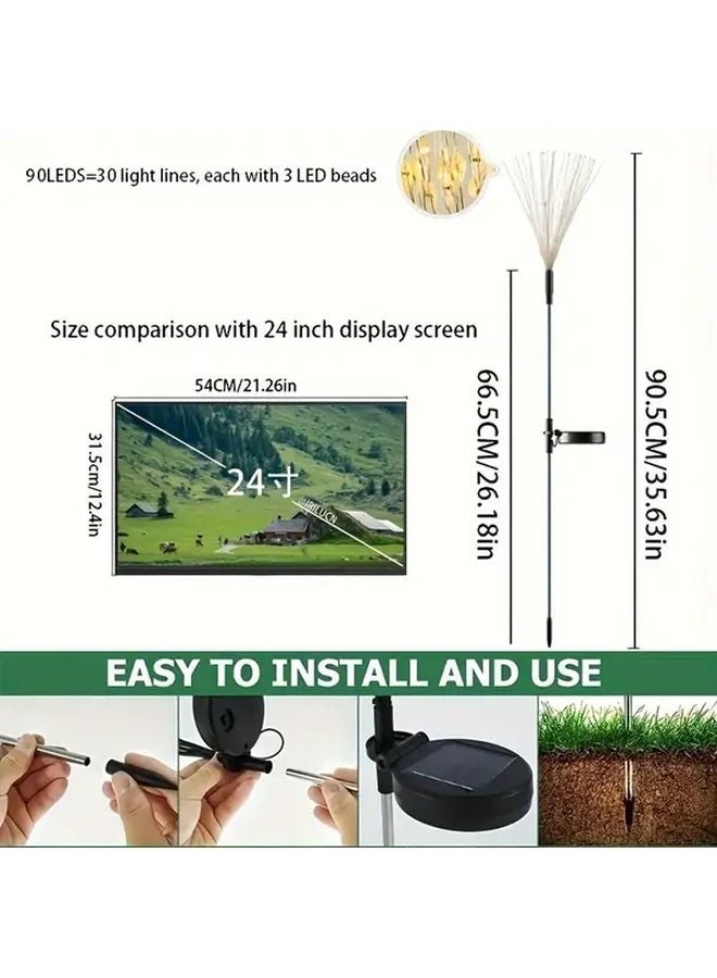 1 قطعة 90 مصباح LED أضواء الألعاب النارية تعمل بالطاقة الشمسية مع مستشعر ذكي 8 أوضاع ديكور الحدائق الخارجية - Image 4