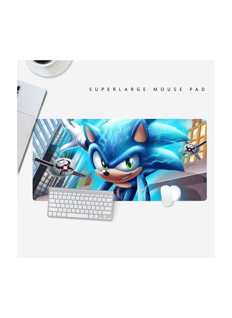 JUNYOUK - Sonic Hedgehog Large Gaming Keyboard Mouse Pad Non-Slip Rubber Cloth Computer Game Children Mouse Mat For Boys Girls - Image 1