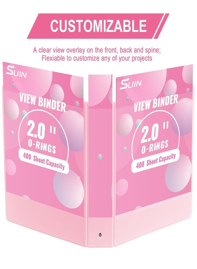 SUIN Premium 3 Ring Binder with 2 Interior Pockets, Heavy Duty Binders Holds US Letter Size 8.5'' x 11'' Paper - Versatile Binders for Office, Home, and School Use, 6 Pack (2-inch Pink) - Image 4