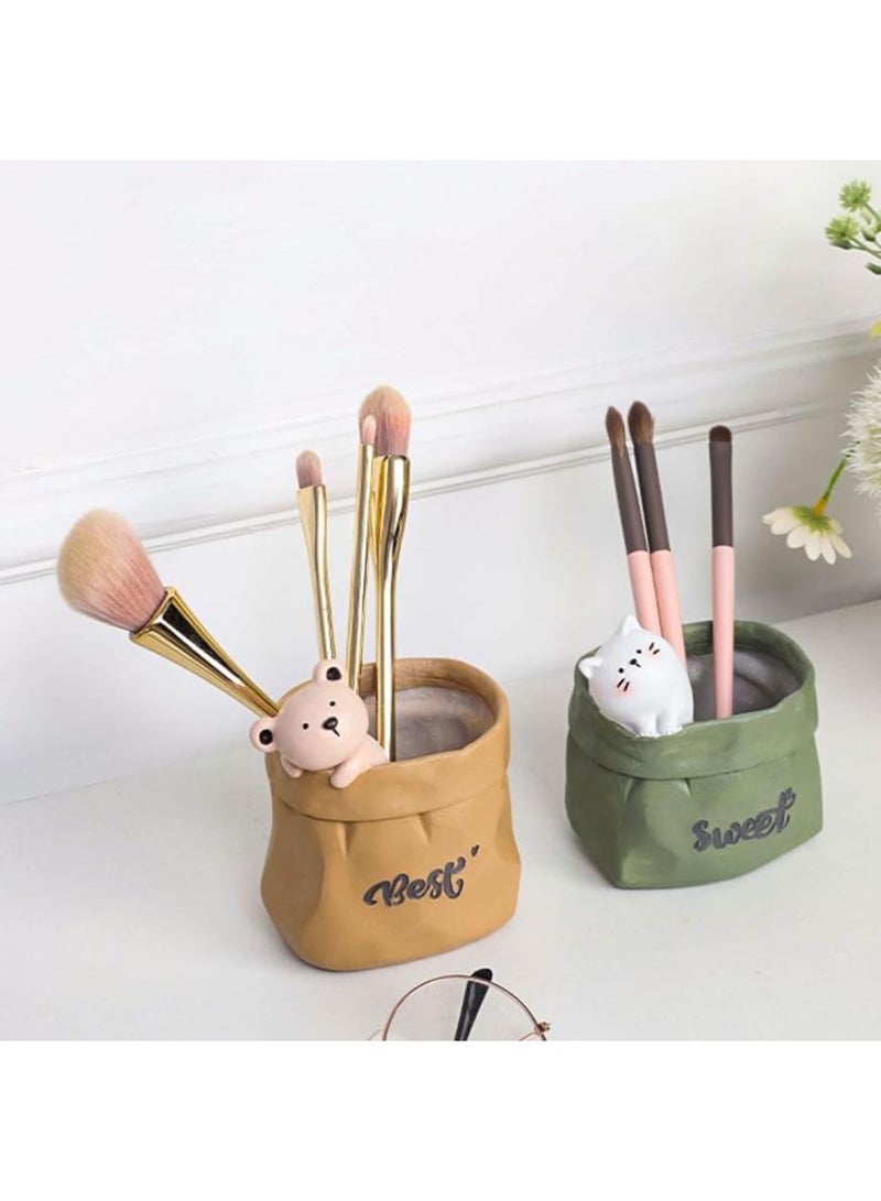 PAPERSAY Cute Pencil Pen Holder, Study Stationery Organizer Office Supplies Storage, Pencil Cup Makeup Brush Holder, Desk Supplies Organisers (little bear) - Image 4