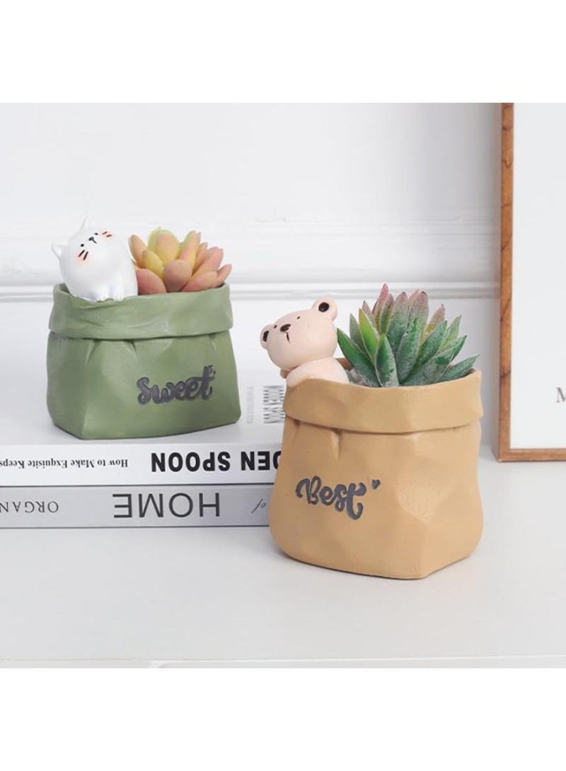 PAPERSAY Cute Pencil Pen Holder, Study Stationery Organizer Office Supplies Storage, Pencil Cup Makeup Brush Holder, Desk Supplies Organisers (little bear) - Image 5