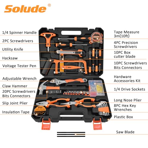 SOLUDE Tool Set,182-Piece Home Repair Tool Kit for Men Women College Students,Household Basic Hand Tool Sets with Case for Home Maintenance,Dorm Essentials and DIY Projects - Image 3