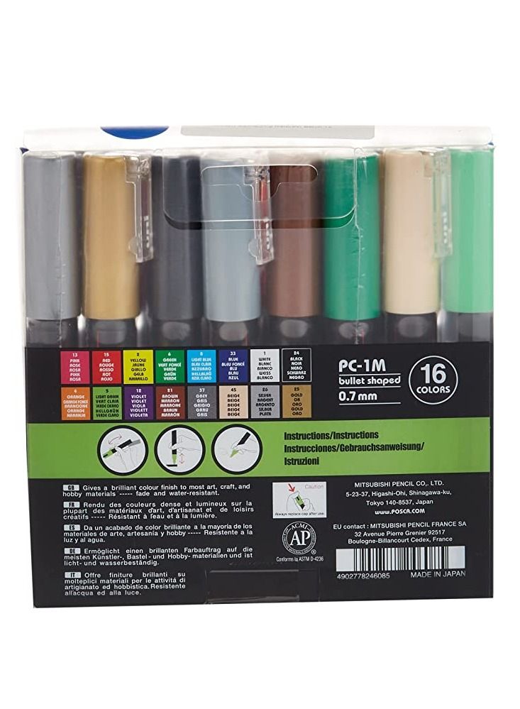 POSCA 16-Pieces Posca PC-1M 0.7mm Paint Marker Sets Multicolor - Image 2