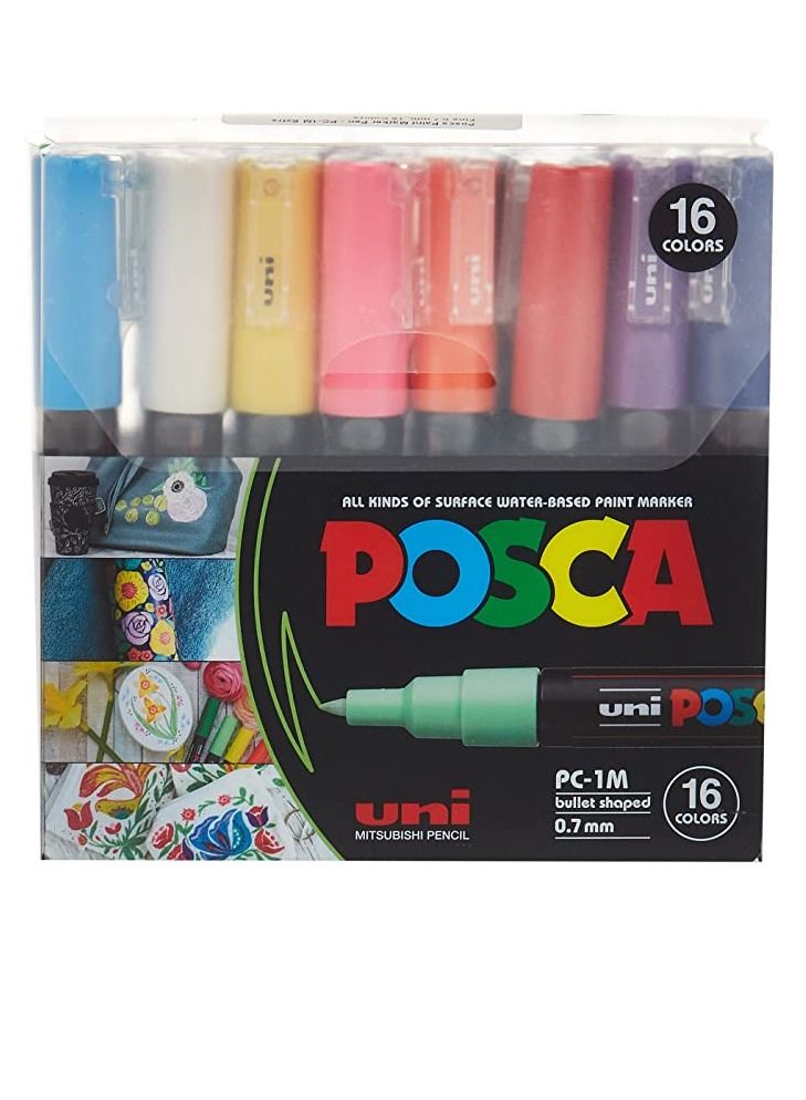 POSCA 16-Pieces Posca PC-1M 0.7mm Paint Marker Sets Multicolor - Image 1