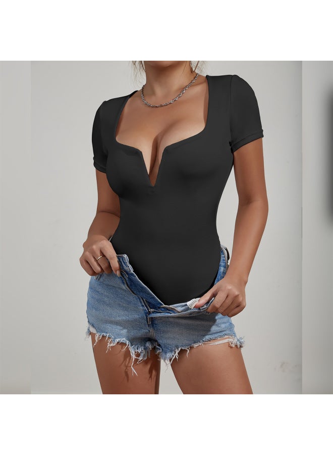 Song Feng Ya New Women's Jumpsuit Deep V-neck Short Sleeve Slim Fit Dress - Image 2