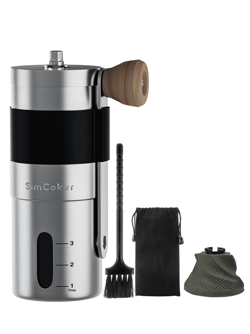 SimCoker Manual Coffee Grinder,Ceramic Burr,20g Capacity,Adjustable Grind Setting,Portable Size for Camping,304 Stainless Steel - Image 1