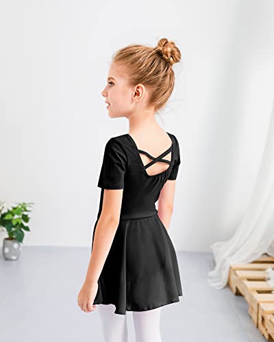 Stelle Ballet Leotards for Girls Dance Leotard with Skirt Toddler Dance Outfits Criss-Cross Back (Black,6-7 Years) - Image 4