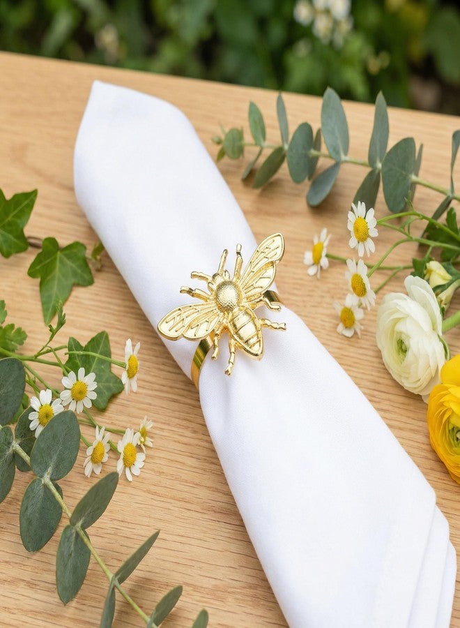 Wionin 6pcs Gold Bee Napkin Rings Dinner Table Setting Metal Easter Napkin Buckles Bees Napkin Holders Alloy Napkin Ring Baby Shower Birthday Wedding Party Favor - Image 5