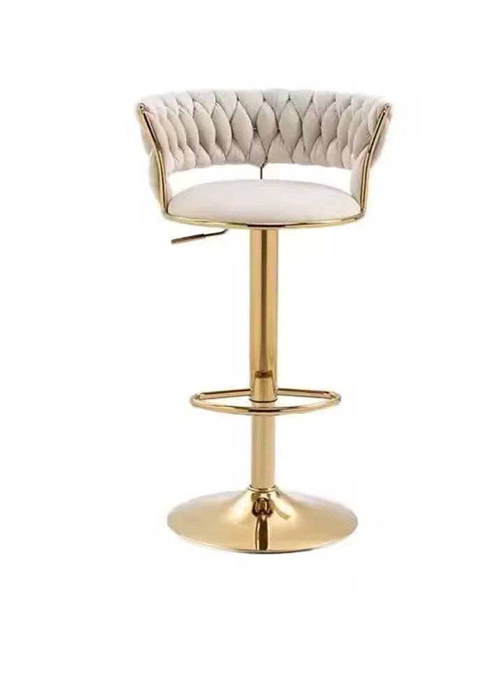 DubaiGallery Luxury bar Stool,Modern Round Adjustable Reception Chair, Gold Velvet Bar Chair, Kitchen high Dining Chair , Height Adjustable and 360° Swivel. Suitable for bar, Home, offce, Cafe - Image 1