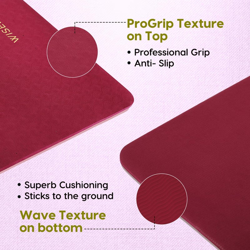 WISELIFE tpe 7 chakra Printed 6MM Yoga Mat + Yoga Strap For Men, Women, Kids|Anti-Slip Extra thick, long & Wide Exercise Sports Mat For Workout, Fitness, Yoga, Gym, Home & Pilates (Wine Chakra) - Image 3