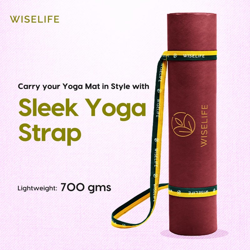 WISELIFE tpe 7 chakra Printed 6MM Yoga Mat + Yoga Strap For Men, Women, Kids|Anti-Slip Extra thick, long & Wide Exercise Sports Mat For Workout, Fitness, Yoga, Gym, Home & Pilates (Wine Chakra) - Image 4