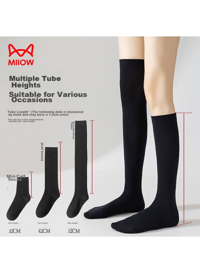 MIIOW Miiow Black Socks For Women, Mid-calf Socks, Summer Jk Thigh-high Socks, Large Leg Socks, Mid-calf Socks, Women's Combination Pack - Image 5