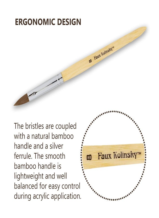 AMERICANAILS .COM Americanails Faux Kolinsky Cruelty-Free Acrylic Nail Brush For Liquid & Powder, Synthetic Nanofiber Bristles, Professional Salon Quality, Extra Smooth Application, Natural Bamboo Handle - Oval, 12 - Image 3