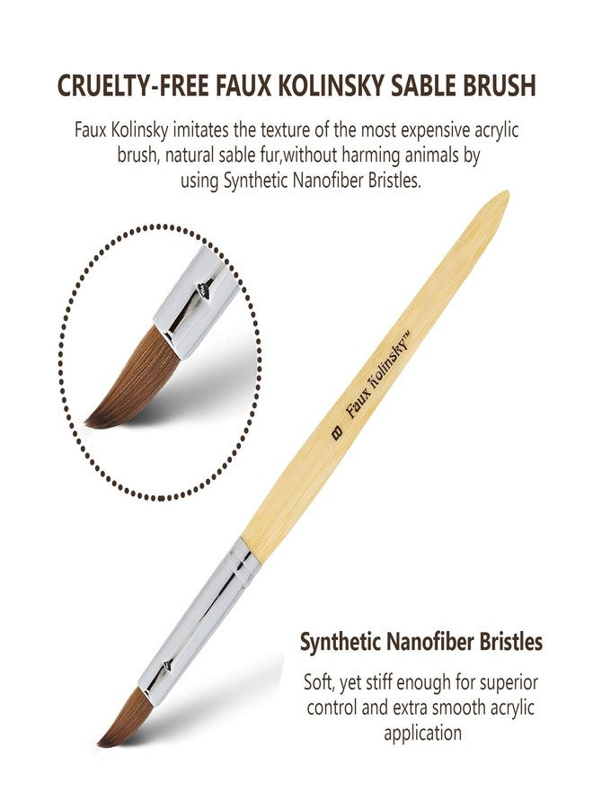 AMERICANAILS .COM Americanails Faux Kolinsky Cruelty-Free Acrylic Nail Brush For Liquid & Powder, Synthetic Nanofiber Bristles, Professional Salon Quality, Extra Smooth Application, Natural Bamboo Handle - Oval, 12 - Image 2
