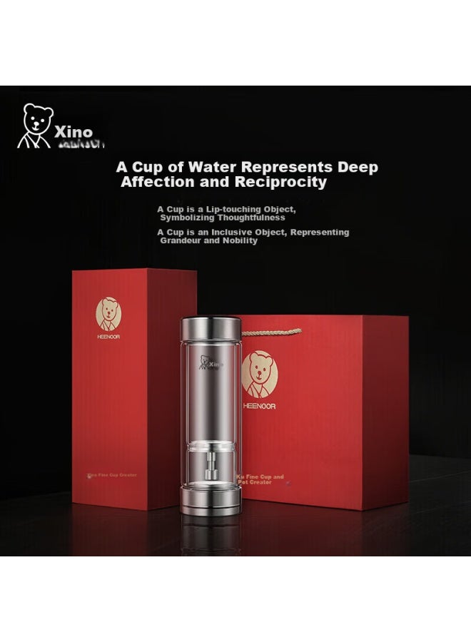 Heenoor Double-layer Glass Cup Magnetic Separation Tea Water Separation Cup Men's High-end Tea Cup Water Cup Xn-7012 Purple Grey 300ml - Image 2