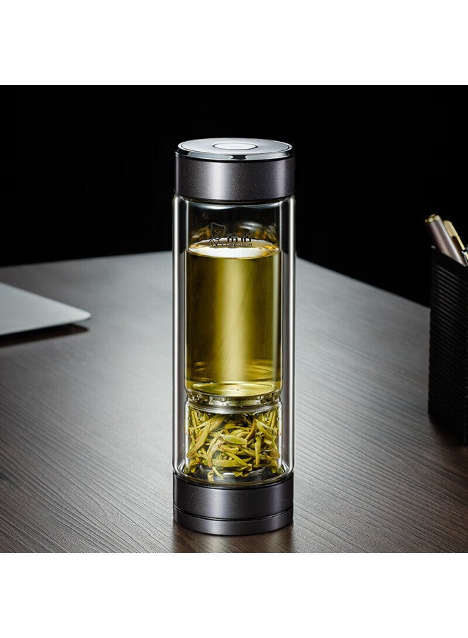 Heenoor Double-layer Glass Cup Magnetic Separation Tea Water Separation Cup Men's High-end Tea Cup Water Cup Xn-7012 Purple Grey 300ml - Image 3
