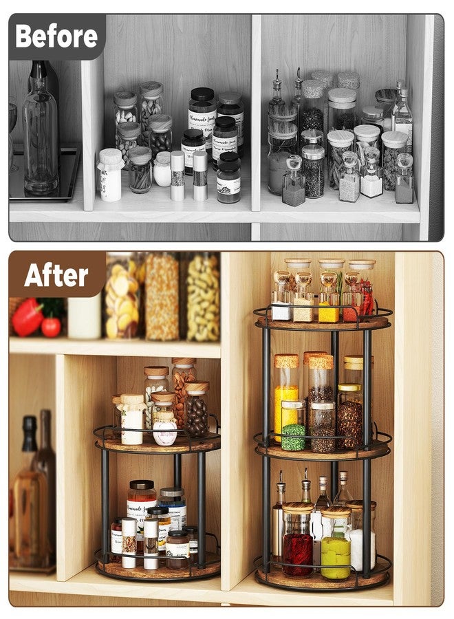 LAMU 12'' Wood Lazy Susan Turntable Organizer for Cabinet, 3 Tier Lazy Susan Spice Rack Organizer for Kitchen, Table Top, Countertop, Pantry, Bathroom - Image 5
