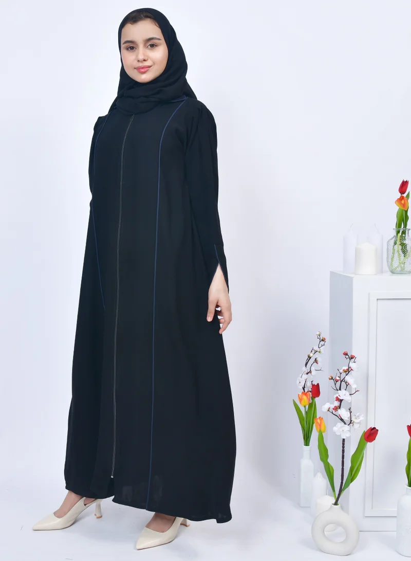 HAWRAA ABAYA Practical girls' abaya with zipper and tassels