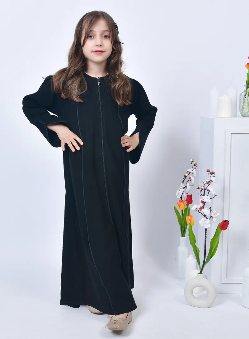 HAWRAA ABAYA Practical girls' abaya with zipper and tassels