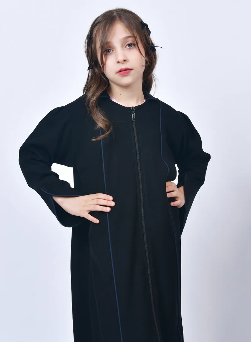 HAWRAA ABAYA Practical girls' abaya with zipper and tassels