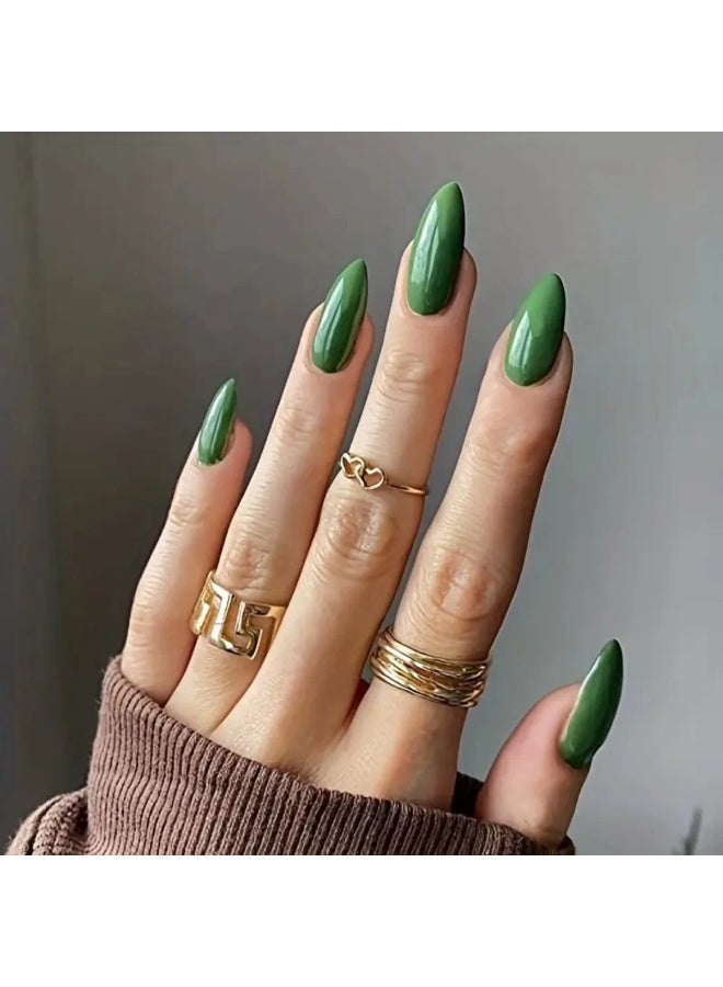 Goolsky أظافر لوز مميزة قابلة للتثبيت باللون الأخضر الصلب لانتعاش الصيف - Image 1