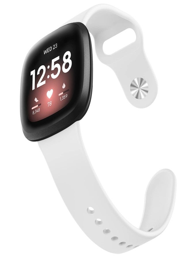 اي كي أساور سيليكون AK متوافقة مع أساور Fitbit Versa 4 و Fitbit Sense 2 للرجال والنساء، أساور معصم بديلة ناعمة لساعات Fitbit Versa 3 و Versa 4 / Sense و Sense 2 الذكية (أبيض) - Image 4