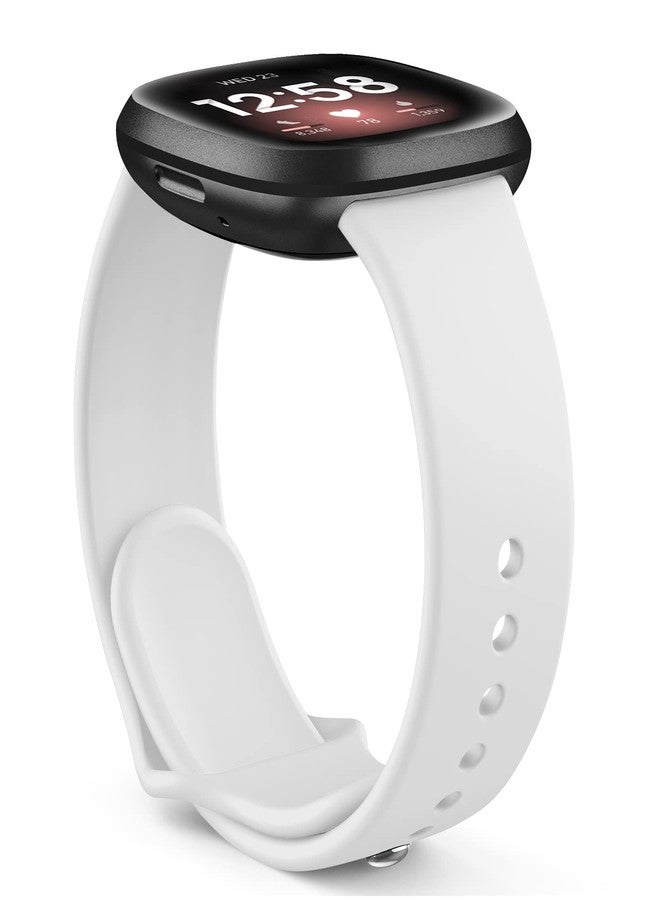 اي كي أساور سيليكون AK متوافقة مع أساور Fitbit Versa 4 و Fitbit Sense 2 للرجال والنساء، أساور معصم بديلة ناعمة لساعات Fitbit Versa 3 و Versa 4 / Sense و Sense 2 الذكية (أبيض) - Image 5