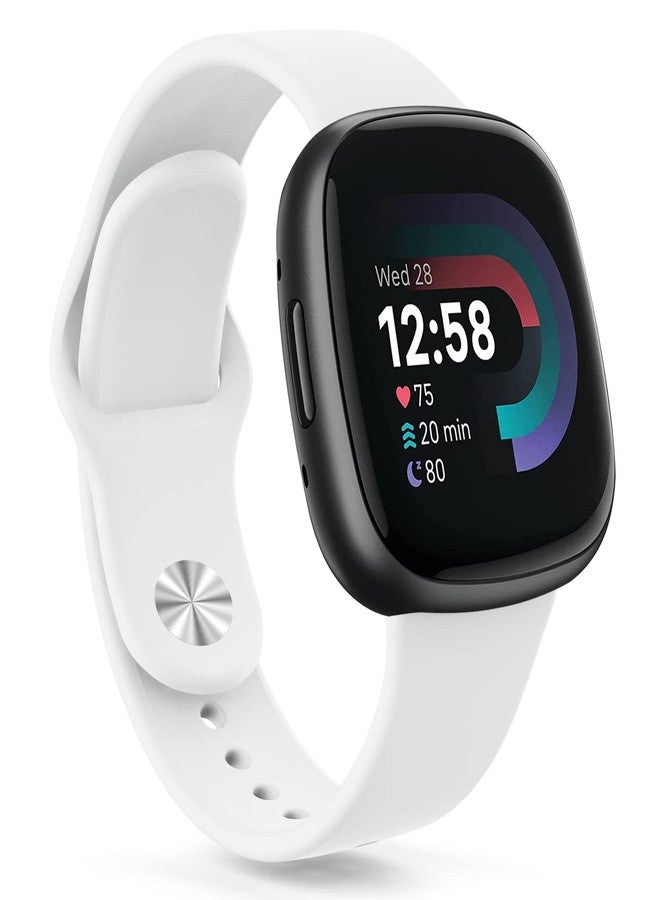 اي كي أساور سيليكون AK متوافقة مع أساور Fitbit Versa 4 و Fitbit Sense 2 للرجال والنساء، أساور معصم بديلة ناعمة لساعات Fitbit Versa 3 و Versa 4 / Sense و Sense 2 الذكية (أبيض) - Image 1