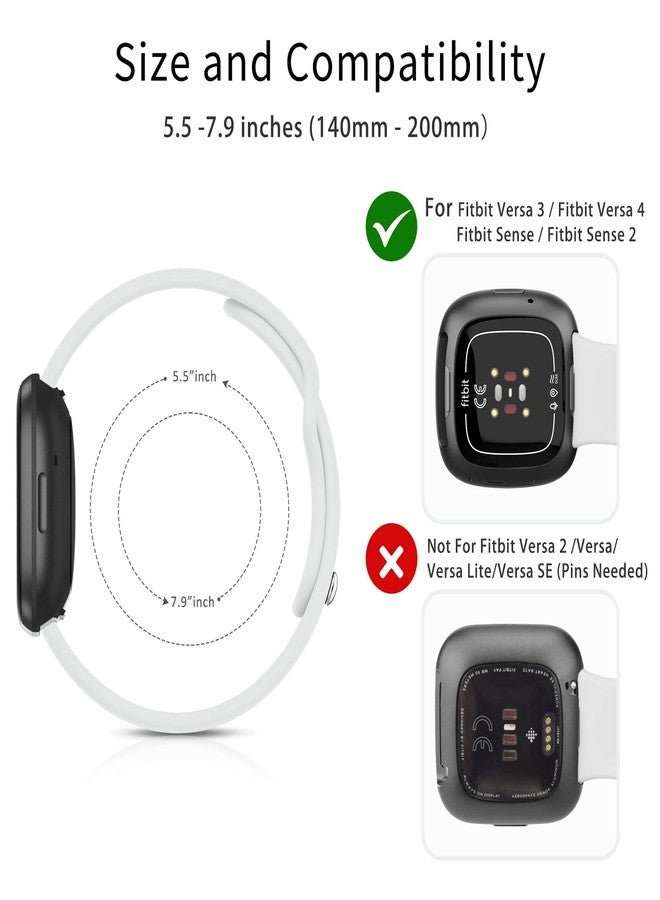 اي كي أساور سيليكون AK متوافقة مع أساور Fitbit Versa 4 و Fitbit Sense 2 للرجال والنساء، أساور معصم بديلة ناعمة لساعات Fitbit Versa 3 و Versa 4 / Sense و Sense 2 الذكية (أبيض) - Image 2