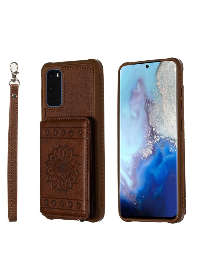 Zaboon Case For Galaxy S20 Sun Flower Pattern Embossed Horizontal Drop-proof Mobile Phone Case with Card Slots & Wallet & Photo Holder & Stand Function - Image 1