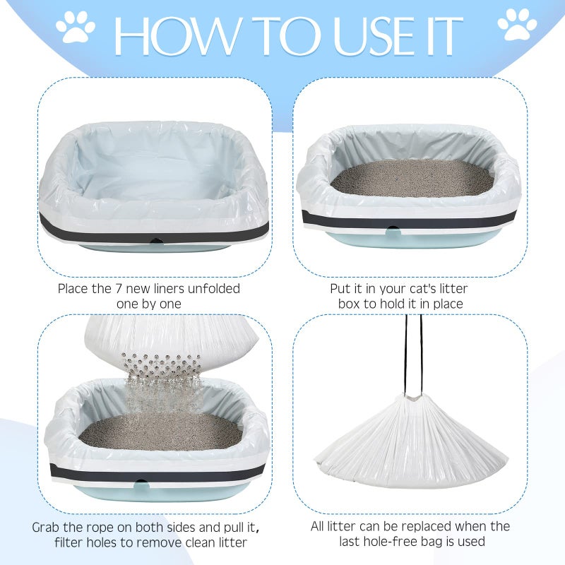 Jutom 28 Count Sifting Litter Box Liners, Drawstring Jumbo Sifting Cat Litter Bags with Holes, 31 x 18 Inch 22 lb Capacity Portable Thick Scratch Resistant Drawstring Bags for Pet Cats - Image 4