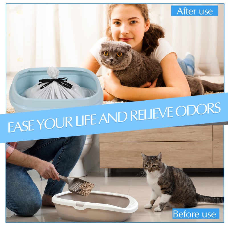 Jutom 28 Count Sifting Litter Box Liners, Drawstring Jumbo Sifting Cat Litter Bags with Holes, 31 x 18 Inch 22 lb Capacity Portable Thick Scratch Resistant Drawstring Bags for Pet Cats - Image 5